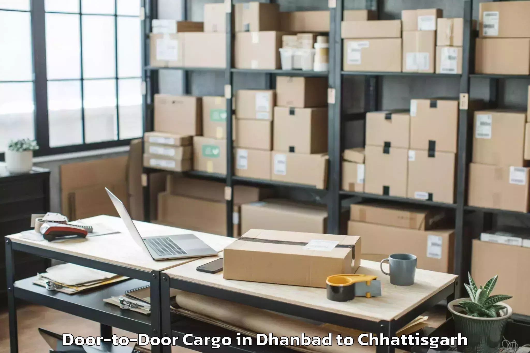 Book Dhanbad to Abhilashi University Raipur Door To Door Cargo Online